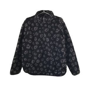LIV Black and Gray Leopard Quarter Zip Sherpa size Large